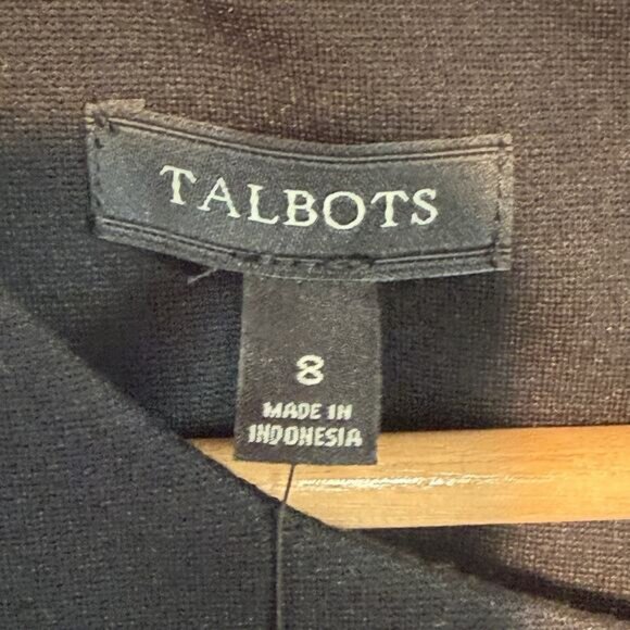Talbots Dress Sheath Womens Size 8 Black Sleeveless New Faux Leather Trim NWT - Picture 6 of 10